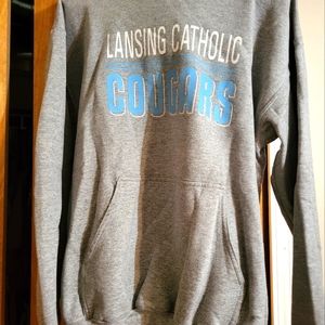 Lansing Catholic Cougars Hoodie, Size M, Grey
